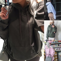 Fashion Solid Color Hooded Cut-out Long Sleeve Sweatshirt For Women