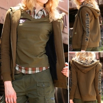 Trendy Letters Printed Long Sleeve Hooded Front Zipper Sweatshirt For Women