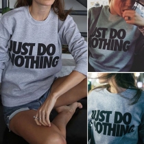 Casual Letters Printed Round Neck Long Sleeve Sweatshirt