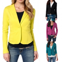 Trendy Solid Color Lapel Long Sleeve Slim Fit Blazer