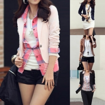 OL Style Solid Color Lapel Long Sleeve Slim Fit Blazer