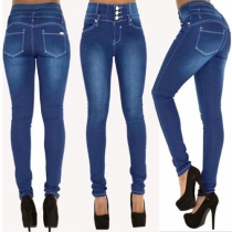Sexiga jeans med enkelknäppning och hög midja för damer