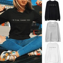 Casual Style Letters Printed Round Neck Long Sleeve Sweatshirt For Women