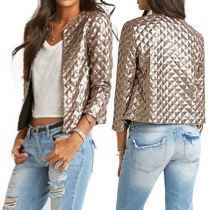 Cool Style Front Zipper Long Sleeve Stand Collar Front Zipper Women's Jacket