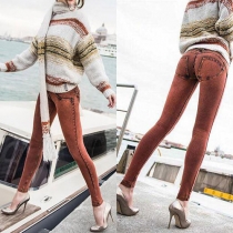 Sexy Solid Color Low Waist Skinny Jeans For Women
