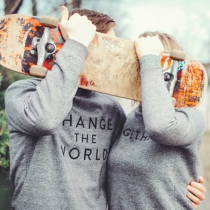 Casual Style Letters Printed Round Neck Long Sleeve Couple Sweatshirts