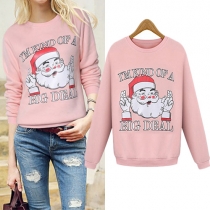 Cute Style Santa Claus Printed Long Sleeve Round Neck Sweatshirt