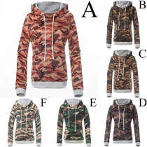 Fashion Long Sleeve Hooded Camouflage Printed Sweatshirt For Women