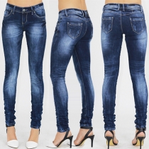 Slitstarka Låghöjda Slim Fit damjeans med dragkedja