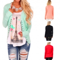 Stylish Solid Color Long Sleeve Single-breasted Women's Coat