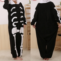 Modeskelettmönster Hooded One-piece Pyjamas Sovkläder