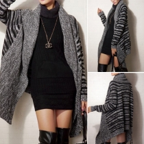 Fashion Casual Long Sleeve Irregular Hemline Knit Cardigan