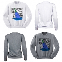 Fashion Cartoon Printed Round Neck Long Sleeve T-shirt 