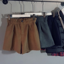 Fashion Solid Color High Waisted Woolen Shorts