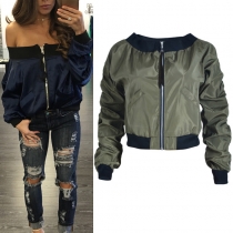 Fashion Casual Bat Sleeve Off Shoulder Long Sleeve Jacket 