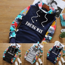 Fashion Contrast Color Camouflage Printed Long Sleeve Hoodies