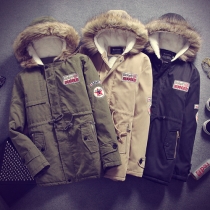 Fashion Solid Color Long Sleeve Hooded Warm Padded Coat