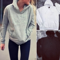 Casual Style Long Sleeve Solid Color Hoodies