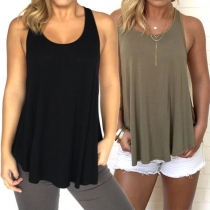 Fashion Casual Solid Color Backless Sleeveless Vest 