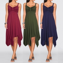 Fashion Sexy Sleeveless Irregular Sling Maxi Dress 