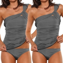 Fashion Sexy Solid Color Strappy Two-piece Swimsuit 