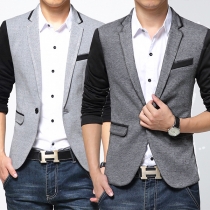 Modern Casual Färg Kontrasterande Sned Dragkedja Långärmad Blazer för Män