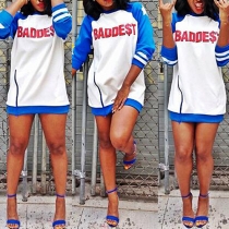 Fashion Casual Letters Printed Zipper Long Sleeve Dress