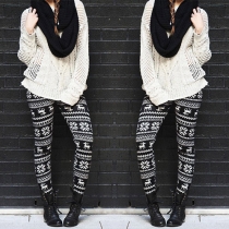 Fashion Snowflake Little Fawn Printed High Waist Stretch Leggings