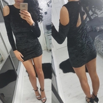 Sexy Backless Off-shoulder Long Sleeve Sheath Dress