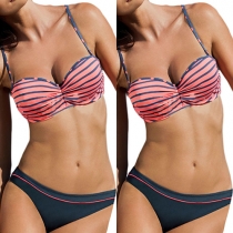 Sexy Striped Printed Push-up Bikini Set