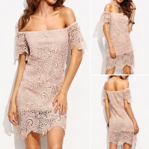 Sexy Off-shoulder Short Sleeve Slim Fit Lace Dress