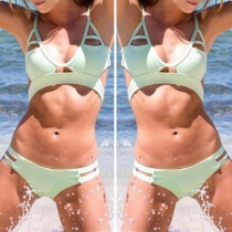 Sexy Solid Color Hollow Out Bikini Set