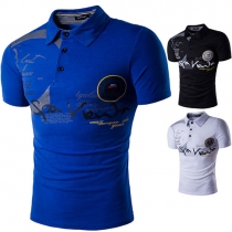 Fashion Printed Short Sleeve POLO Collar Men's T-shirt