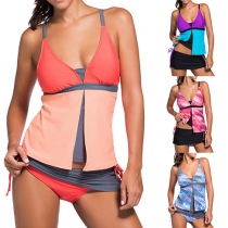 Sexy Contrast Color Printed Swimsuit Set