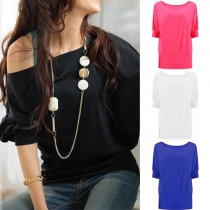 Fashion Solid Color Short Sleeve Round Neck T-shirt