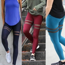 Fashion High Waist Gauze Spliced Sports Leggings