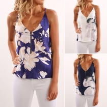 Fashion V-neck Printed Cami Tops