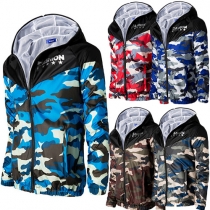 Fashion Camouflage Printed Long Sleeve Hooded Couple Jacket