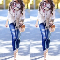 Distressed Style High Waist Ripped Skinny Jeans