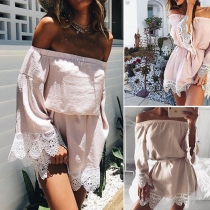 Sexy Off-shoulder Boat Neck Lace Spliced Dress