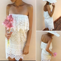 Sexy Strapless Solid Color Lace Dress