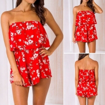 Sexy Off-shoulder High Waist Printed Romper