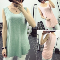 Fashion Casual Solid Color Sleeveless U-shaped Tank Top