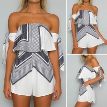 Sexy Off-shoulder High Waist Printed Romper