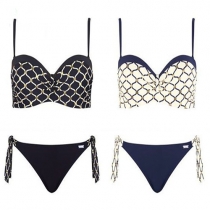 Sexy Reticulated Printed Bikini Set