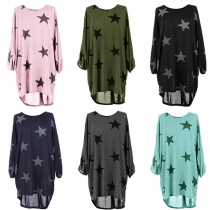 Fashion Pentagram Printed High-low Hem T-shirt Dress