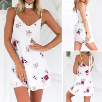 Sexy Backless V-neck Printed Cami Dress