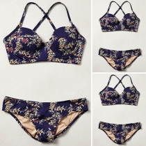Retro Style Push-up Printed Bikini Set