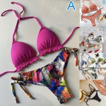 Sexy Shell Starfish Printed Halter Bikini Set