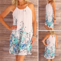 Fashion Printed Chiffon Sling Dress